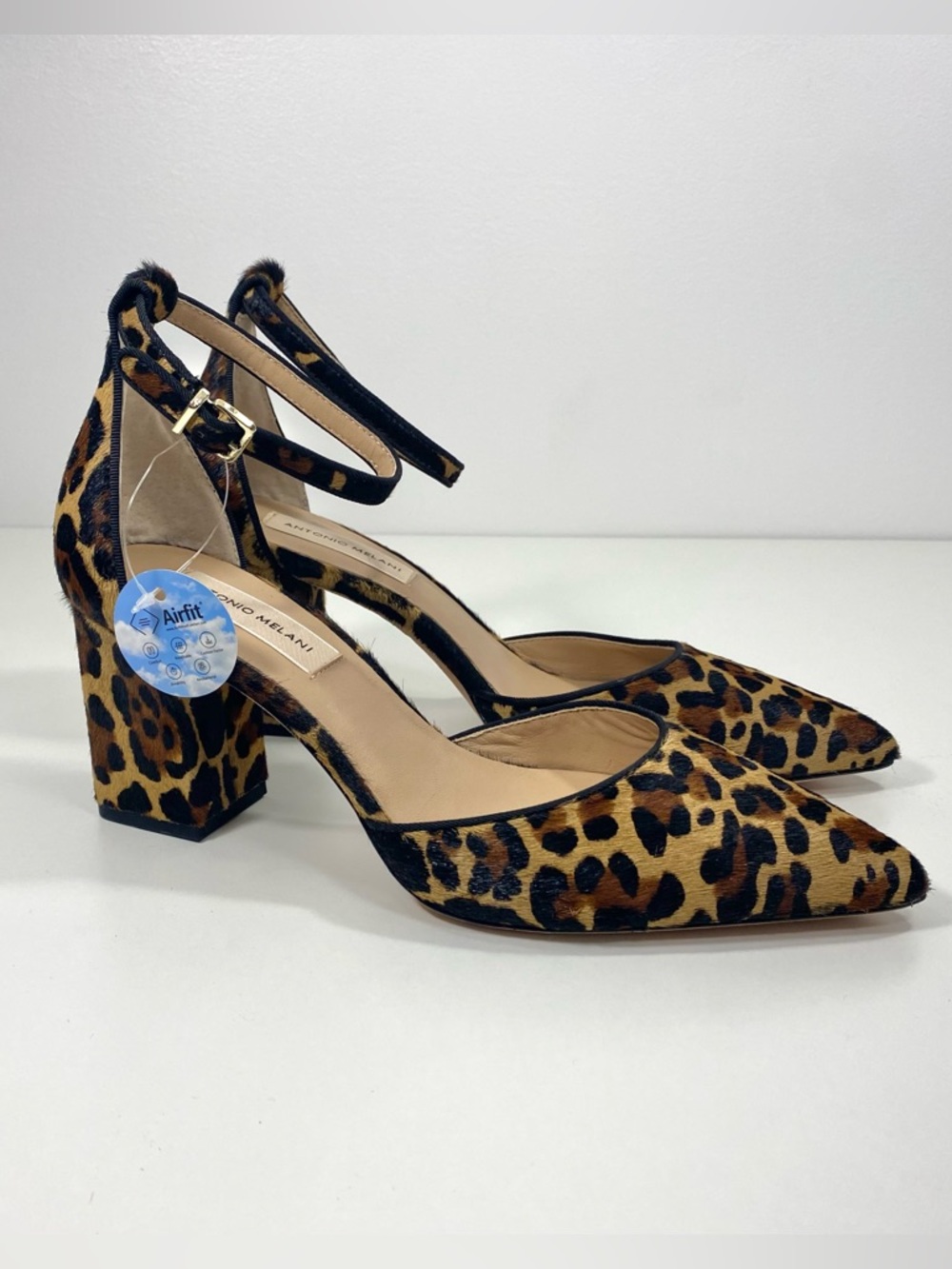 Antonio Melani Jazper Leopard Animal Print Calf Hair Leather Pointed Toe Heels 8